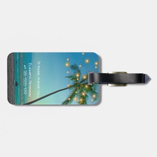 Elegante tropische hawaiische Palme-Schnur-Lichter Gepäckanhänger (Rückseite horizontal)