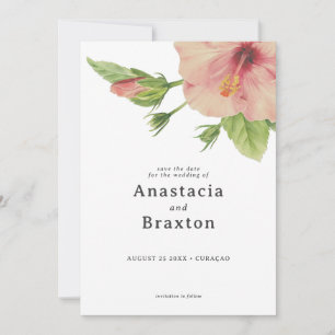 Elegante tropische Hibiskus-Blumen-Hochzeit Save The Date
