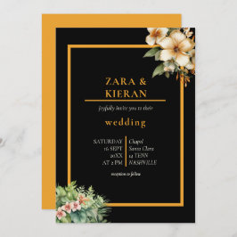 Elegante tropische Hochzeit aus der Flora Einladung