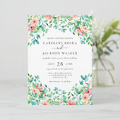 Elegante Tropische Hochzeit Einladung (Stehend Vorderseite)
