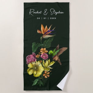 Elegante tropische Hochzeit Kolibri Floral Sommerh Strandtuch