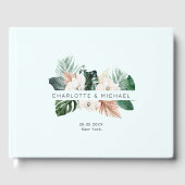 Elegante, tropische Hochzeit mit üppiger Vegetatio Gästebuch (Vorderseite)