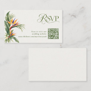 Elegante tropische Hochzeits-QR-Code-RSVP Begleitkarte