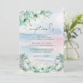 Elegante Tropische Hochzeitsempfehlung Einladung (Stehend Vorderseite)