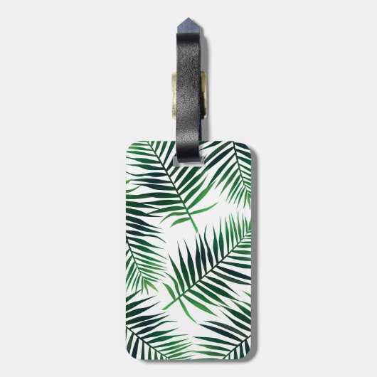 Elegante tropische Insel-Palmwedel u. Name Gepäckanhänger (Rückseite vertikal)