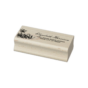 Elegante tropische Palme-Rücksendeadresse Gummistempel