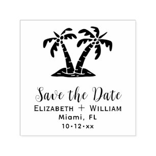 Elegante tropische Palmen Hochzeit Save the Date Permastempel