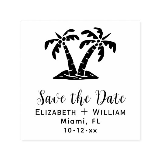 Elegante tropische Palmen Hochzeiten speichern das Permastempel (Design)