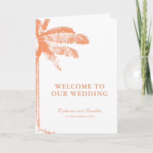 Elegante tropische Palmenbaumhochzeit Programm (Vorderseite)