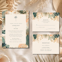 Elegante tropische Palmenblätter Hochzeitsempfang