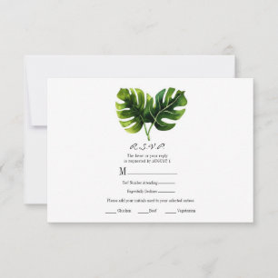 Elegante tropische Palmweddblatt Hochzeit RSVP Ant Karte