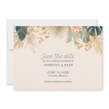 Elegante tropische Palmwedel-Foto Save The Date