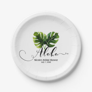 Elegante tropische Palmwedel Hochzeit Chic Pappteller