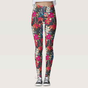Elegante tropische, rosa Blume Leggings