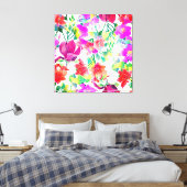 Elegante tropische Rosa Gelbe Blumen Leinwanddruck (Insitu (Schlafzimmer))