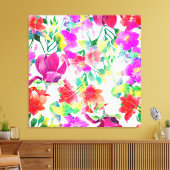 Elegante tropische Rosa Gelbe Blumen Leinwanddruck (Insitu (Wohnzimmer))