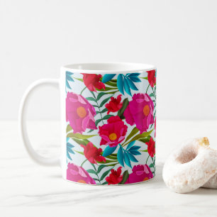 Elegante tropische Rosa und rote Blume Kaffeetasse