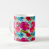 Elegante tropische Rosa und rote Blume Kaffeetasse (Vorderseite Links)
