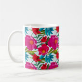 Elegante tropische Rosa und rote Blume Kaffeetasse (Links)
