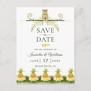 Elegante tropische Save-the-Date-Hochzeitseinladun Ankündigungspostkarte