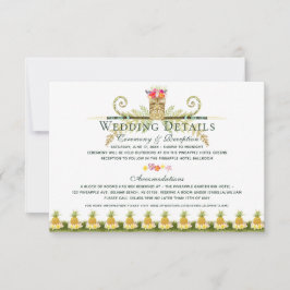 Elegante tropische Sommerhochzeit Details Einladung