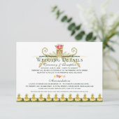 Elegante tropische Sommerhochzeit Details Einladung (Stehend Vorderseite)