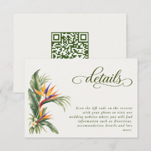 Elegante tropische Strandhochzeit QR-Code-Details Begleitkarte