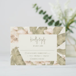 Elegante tropische Strandhochzeit RSVP Karte