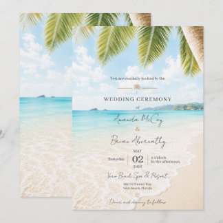 Elegante tropische Strandhochzeitseinladung Einladung
