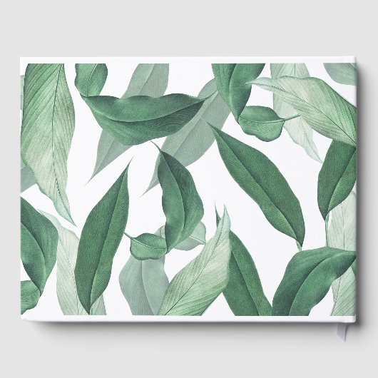 Elegante tropische Vegetation Hochzeit Gästebuch (Rückseite)