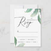 Elegante tropische Vegetation Hochzeit RSVP Karte (Vorderseite)