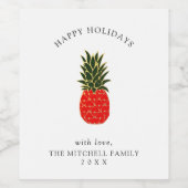 Elegante tropische Weihnachtsananas Weinetikett (Einzelnes Label)