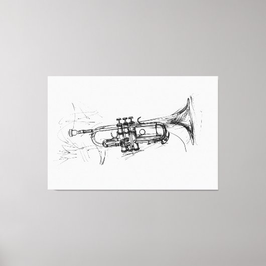 Elegante Trumpet Sketch - Leinwanddruck (Vorderseite)