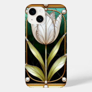 Elegante Tulpe aus Buntglas mit goldenem Rahmen Case-Mate iPhone 14 Hülle