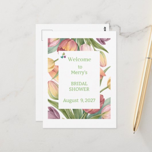 Elegante Tulpen in Aquarell Postkarte (Vorderseite/Rückseite Beispiel)