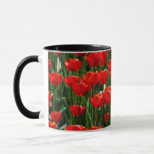 Elegante Tulpen- und Rosenblumen-Fotografie Tasse