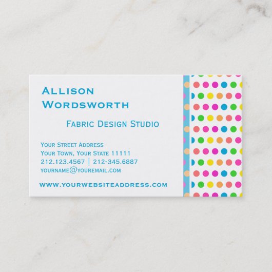 Elegante Tupfen-Designer-Spaß-Tupfen Visitenkarte (Vorderseite)