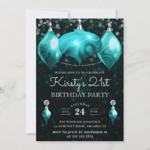 Elegante Türkis-Achat-Kugeln zum 21. Geburtstag Einladung