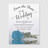 Elegante Türkis Blue Rose Speichern Sie das Datums Magnetkarte (Vorderseite)