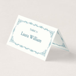 Elegante Türkis Blumen Tischnummer & Gastname