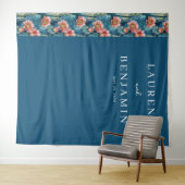 Elegante Türkis Blumenborder Wandteppich (Beispiel (Horizontal))