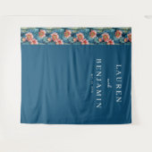 Elegante Türkis Blumenborder Wandteppich (Vorderseite (Horizontal))