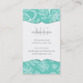 Elegante Türkis-Girly Spitze-personalisiertes Visitenkarte (Rückseite)