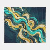 Elegante Türkis-Gold-Abstrakt-Flow-Kunst Fleecedecke (Vorderseite (Horizontal))