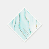 Elegante Türkis Gold Agate Wedding Serviette (Ecke)