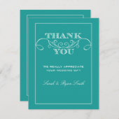 Elegante Türkis-Hochzeit danken Ihnen Karten (Vorne/Hinten)