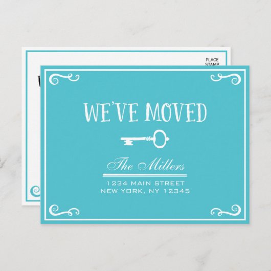 Elegante Türkis Key Moving Ankündigung (Vorne/Hinten)