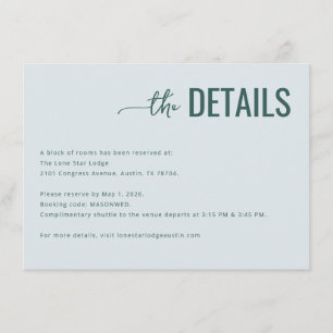 Elegante Türkis-Minimalistische Details Begleitkarte