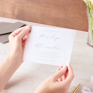 Elegante Türkis-Minimalistische Hochzeitseinladung Pergament Einladungen