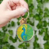 Elegante Türkis Peacock Bird Decorative Schlüsselanhänger (Hand)